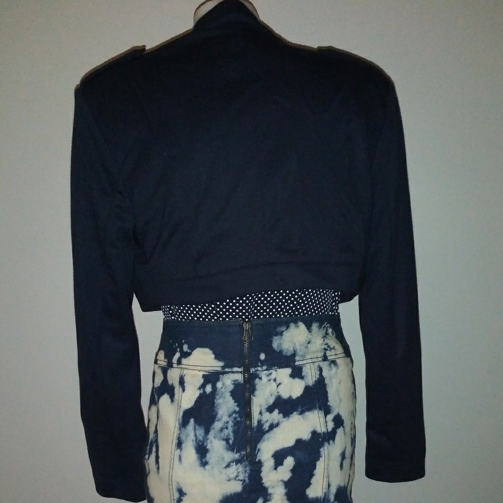 Navy Cropped Military Style Jacket - Picture 8 of 8